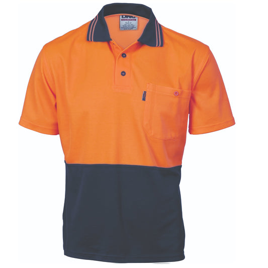 DNC HiVis Two-Tone Cotton Back Fluoro Short Sleeve Polo - 3814