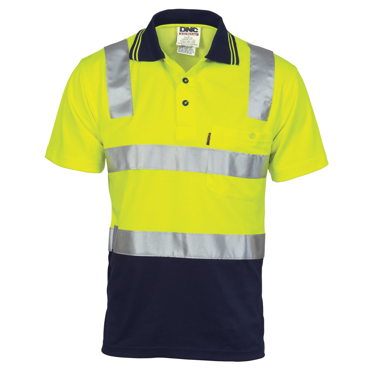 DNC Taped HiVis Two-Tone Cotton Back Short Sleeve Polo - 3817