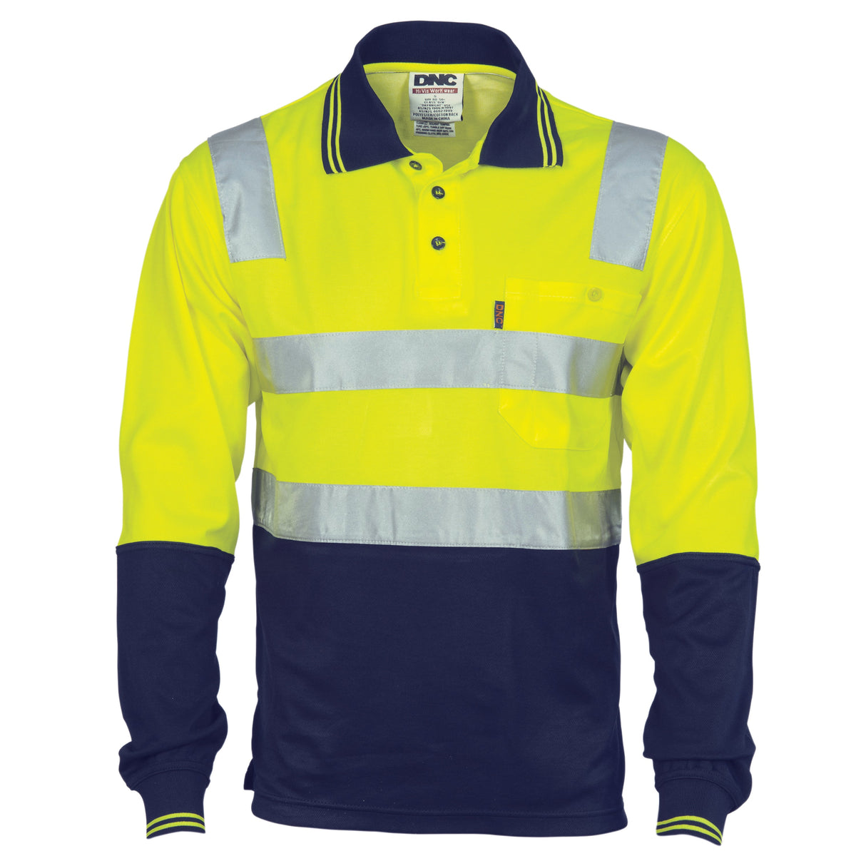 DNC Taped HiVis Two-Tone Cotton Back Long Sleeve Polo - 3818