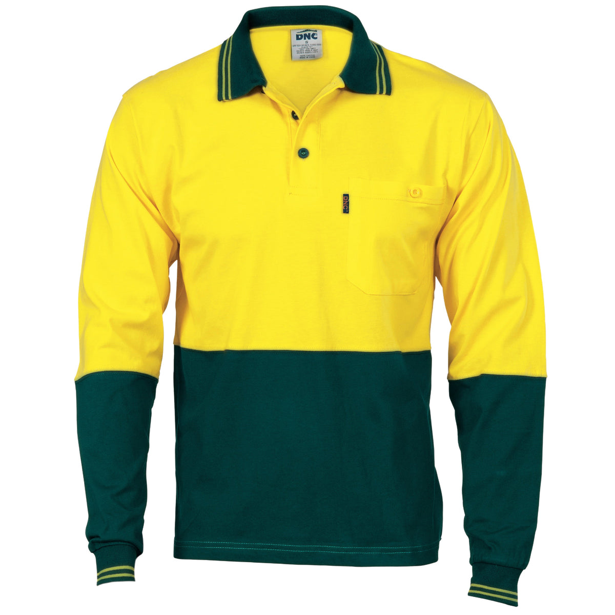 DNC HiVis Cotton Jersey Long Sleeve Polo- 3846