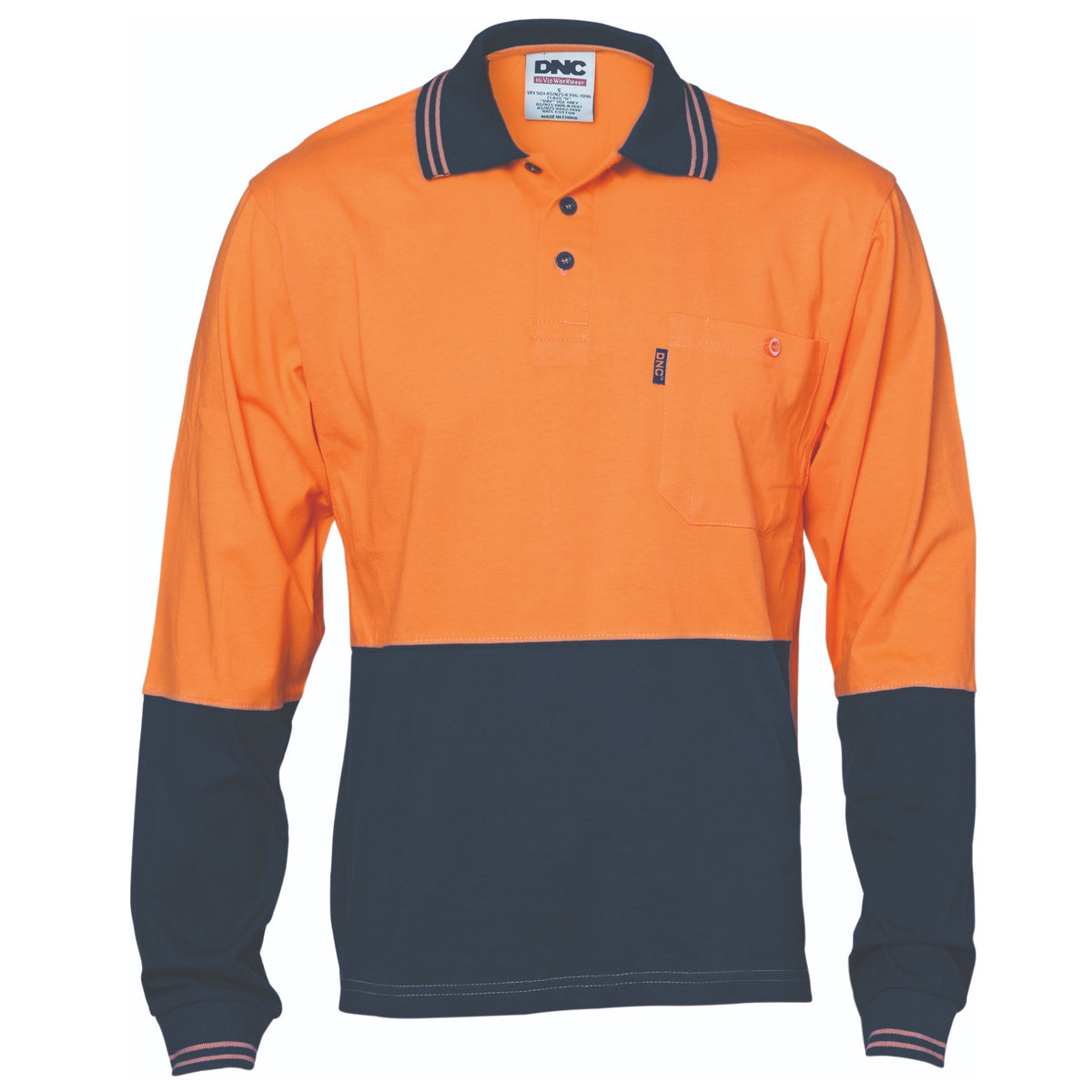 DNC HiVis Cotton Jersey Long Sleeve Polo- 3846