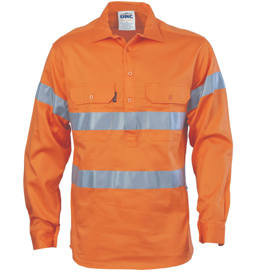 DNC Taped Closed Front Long Sleeve Cotton Drill Shirt - 3848