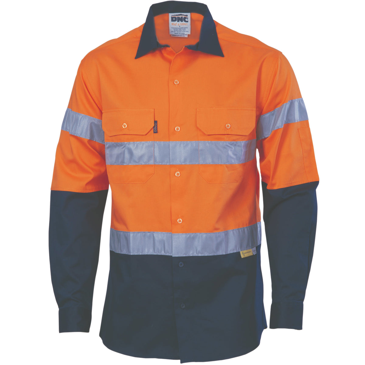DNC Taped HiVis Two-Tone Light Weight Long Sleeve Cotton Shirt - 3886