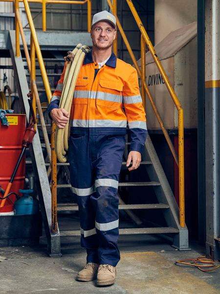 Bisley Taped Hi Vis Work Coveralls With Waist Zip Opening - BC6066T