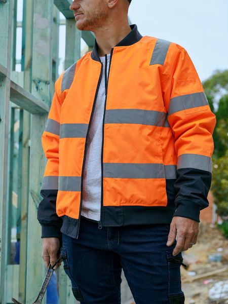 Bisley Taped Two Tone Hi Vis Bomber Jacket With Padded Lining - BJ6730T