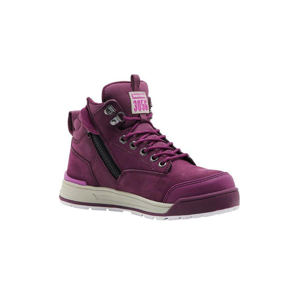 Hard Yakka Women's 3056 Lace Up & Side Zip Safety Boot Shiraz - Y60250