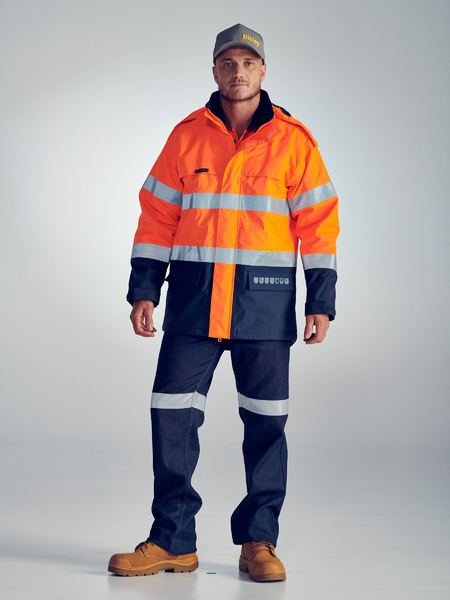 Bisley Taped Hi Vis Flame resistant (FR) Wet Weather Shell Jacket - BJ8110T