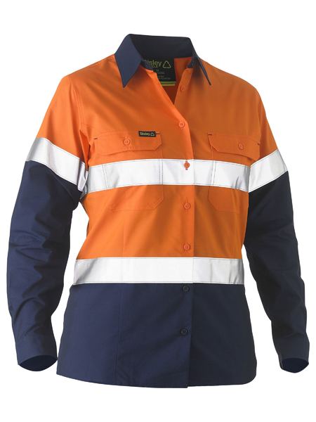 Bisley Womens Shirt L/S  Light Weight Tape Recycled - BL6996T