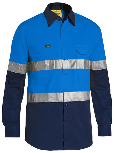 Bisley Taped Hi Vis Cool Lightweight Two Tone Long Sleeve Mens Shirt - BS6696T