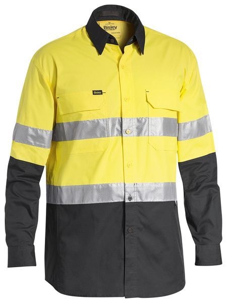 Bisley Taped X-AirFlow Hi Vis Ripstop Two Tone Long Sleeve Mens Shirt - BS6415T