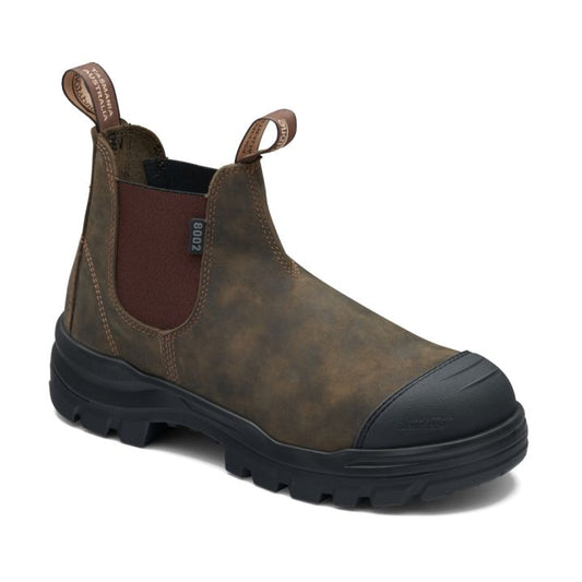 Blundstone RotoFlex Rustic Brown Water-Resistant Nubuck Elastic Side Safety Boot 8002 | The Boot Shed