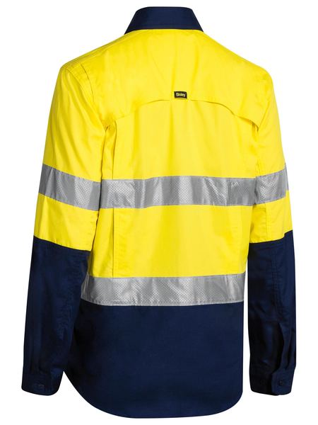 Bisley Womens Taped Hi Vis X-AirFlow Ripstop Two Tone Long Sleeve Shirt - BL6415T