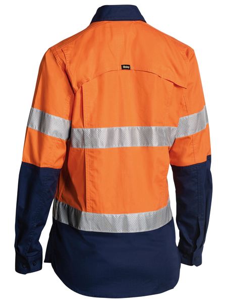 Bisley Womens Taped Hi Vis X-AirFlow Ripstop Two Tone Long Sleeve Shirt - BL6415T