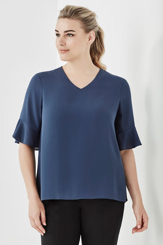  Biz Corporates Womens Aria Fluted Sleeve Blouse - RB966LS | Biz Corporates | Fashion Biz Online