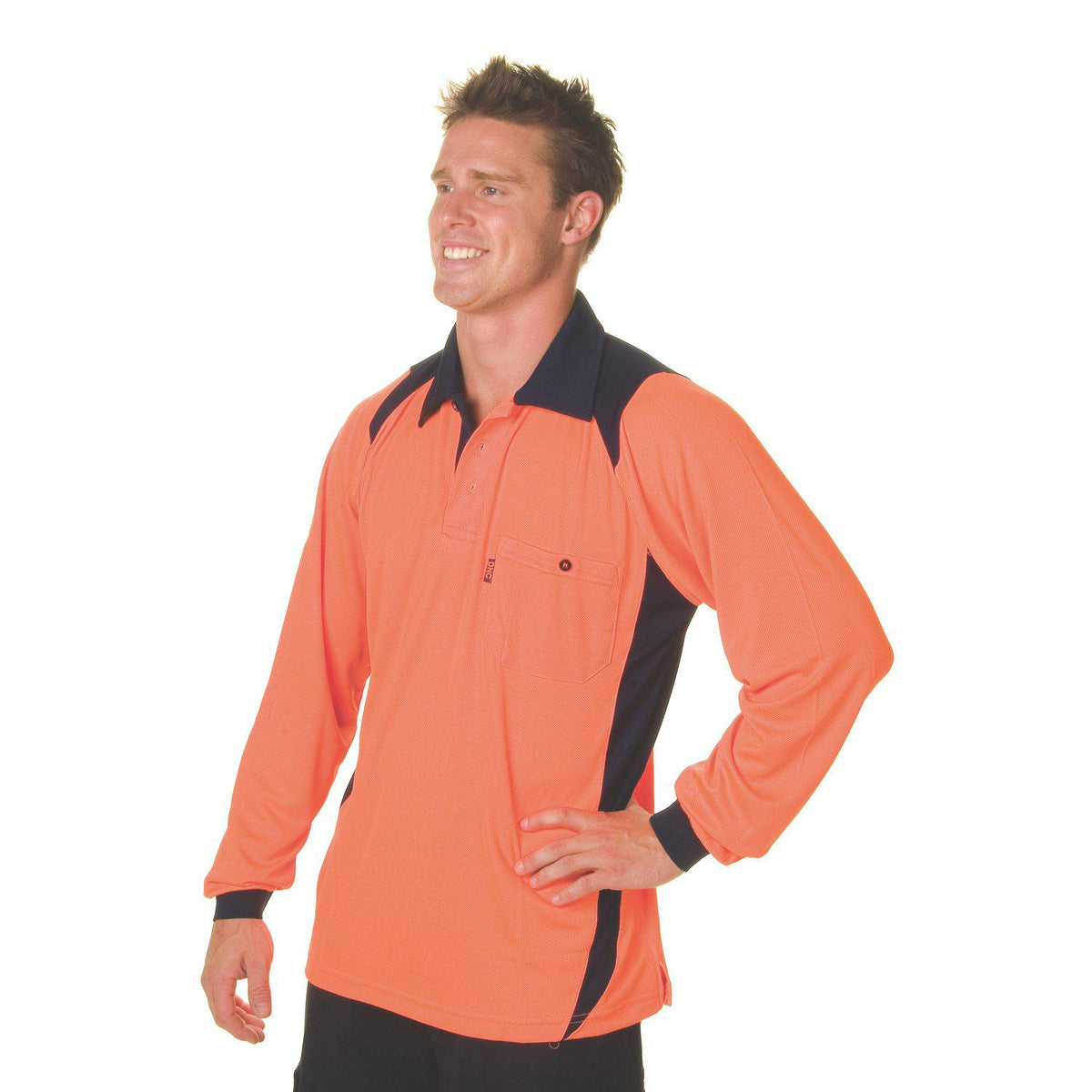 DNC HiVis 2-Tone Action Long Sleeve Polo - 3894-Queensland Workwear Supplies