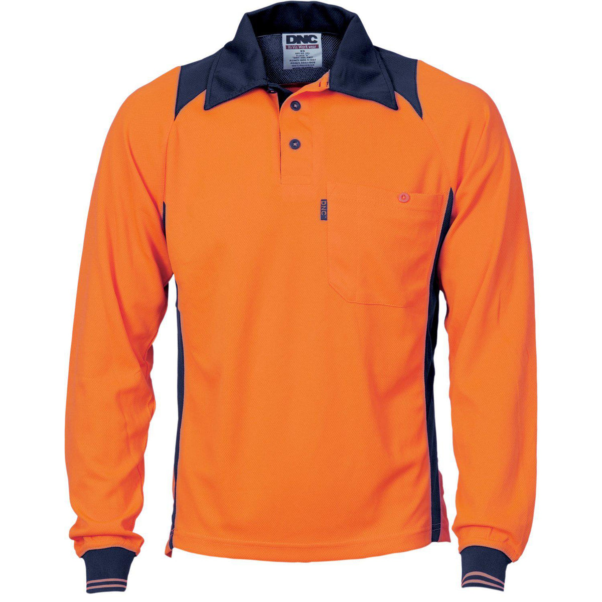 DNC HiVis 2-Tone Action Long Sleeve Polo - 3894-Queensland Workwear Supplies