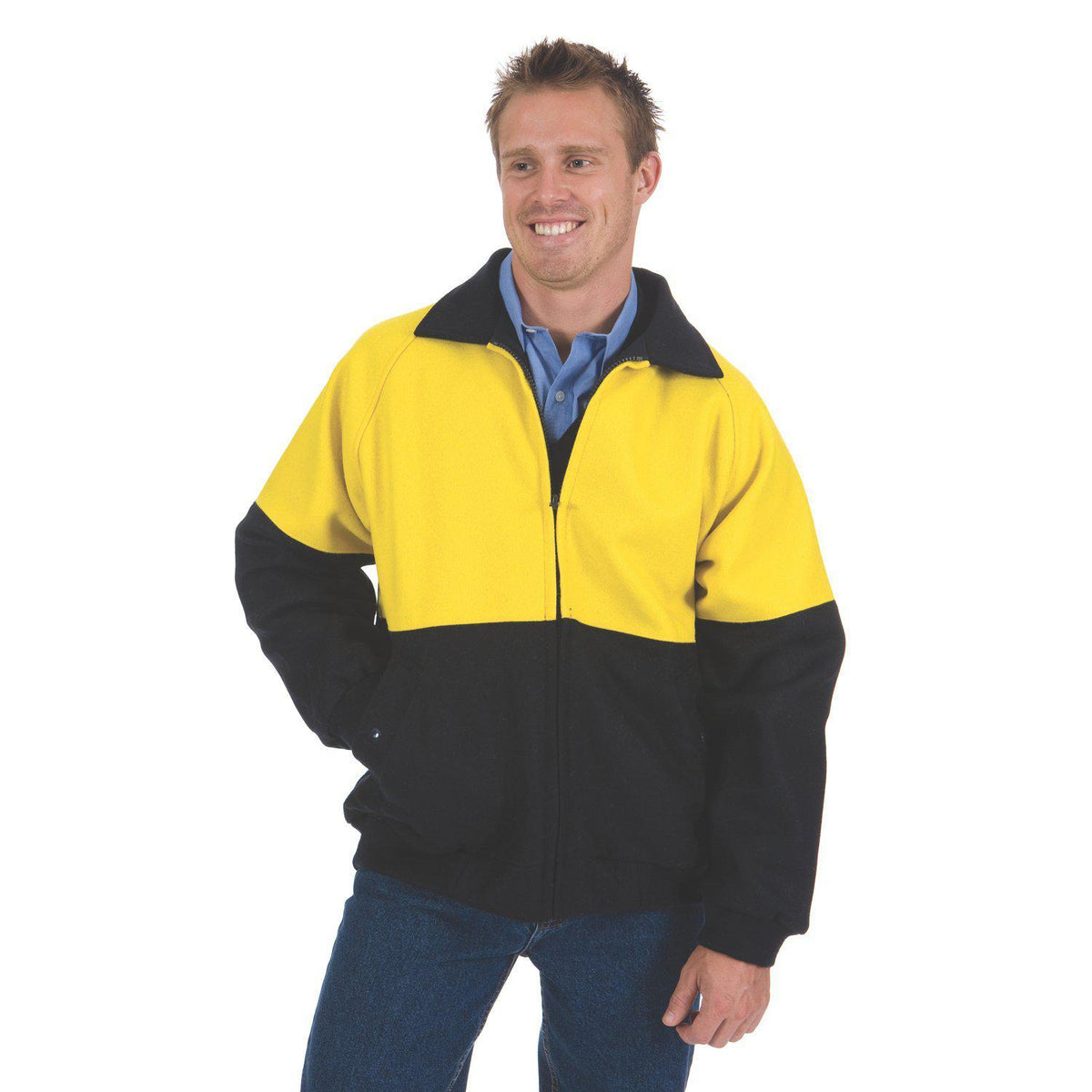 DNC HiVis 2-Tone Bluey Bomber Jacket - 3869-Queensland Workwear Supplies