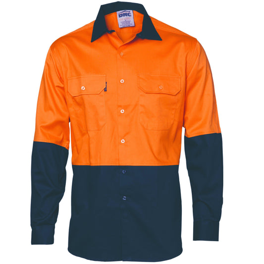 DNC HiVis 2-Tone Cool-Breeze Long Sleeve Shirt - 3840-Queensland Workwear Supplies
