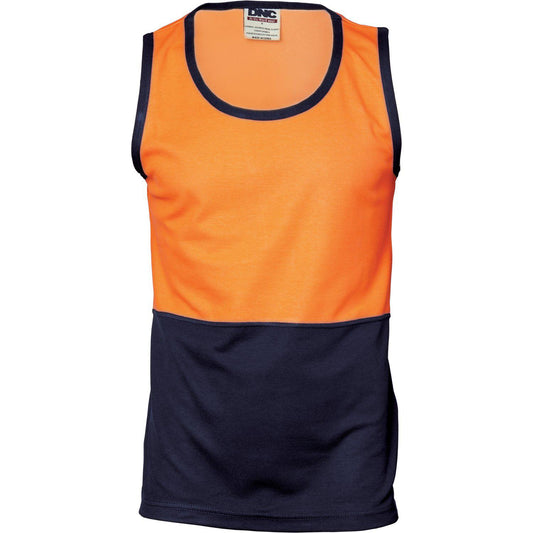 DNC HiVis 2-Tone Cotton Back Singlet - 3841-Queensland Workwear Supplies