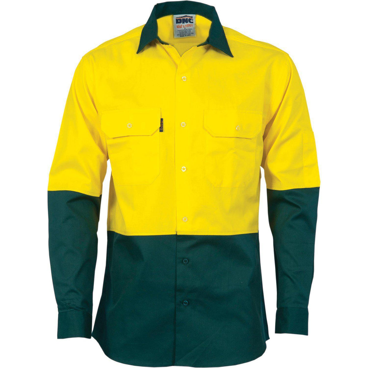 DNC HiVis 2-Tone Cotton Drill Long Sleeve Shirt - 3832-Queensland Workwear Supplies
