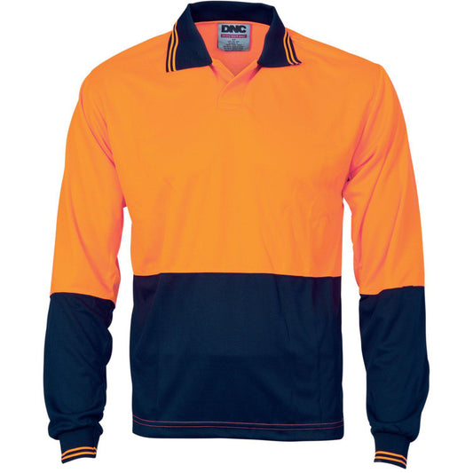 DNC HiVis 2-Tone Food Industry Long Sleeve Polo - 3904-Queensland Workwear Supplies