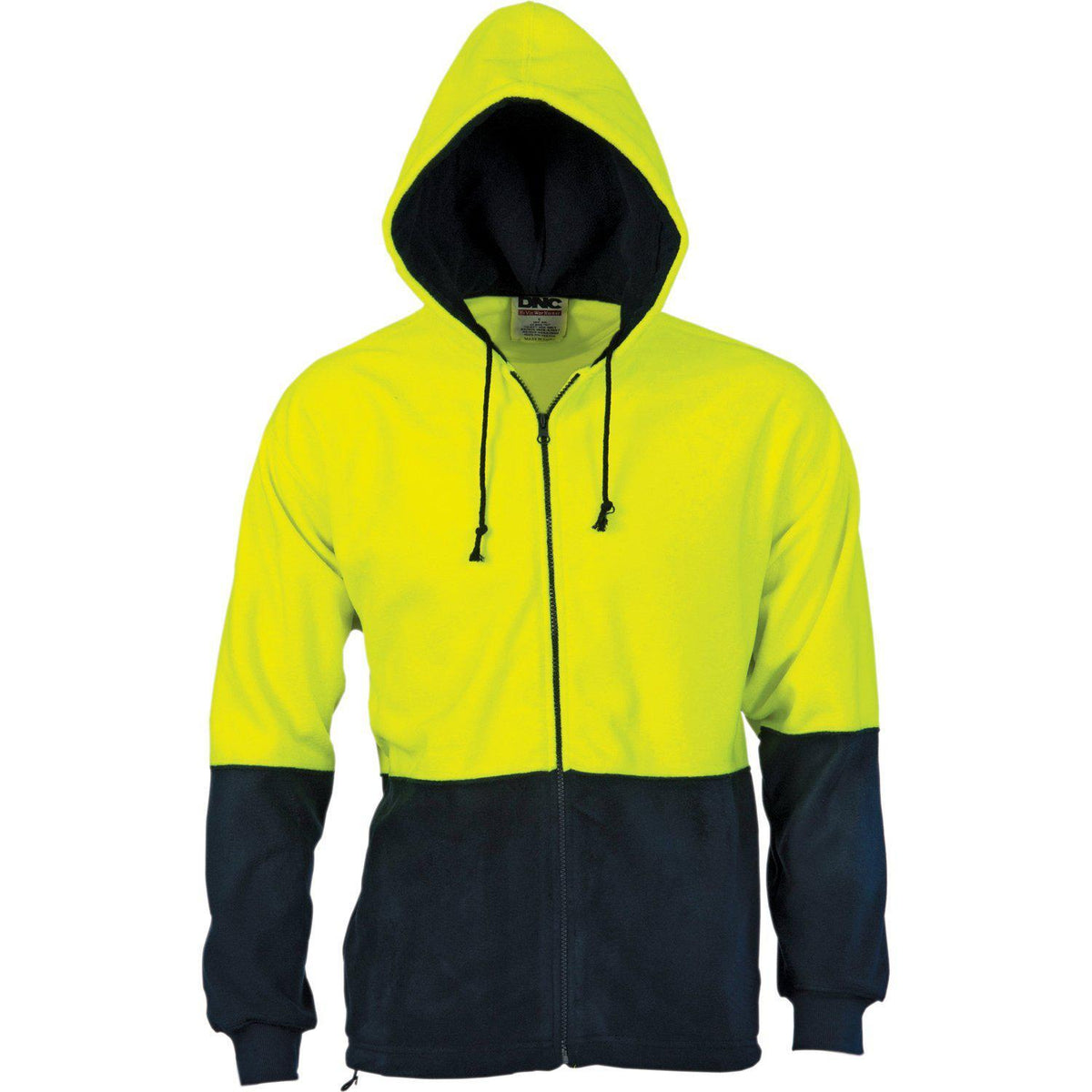 DNC HiVis 2-Tone Full Zip Polar Fleece Hoodie - 3927-Queensland Workwear Supplies