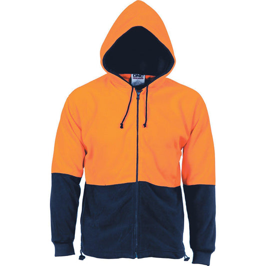 DNC HiVis 2-Tone Full Zip Polar Fleece Hoodie - 3927-Queensland Workwear Supplies