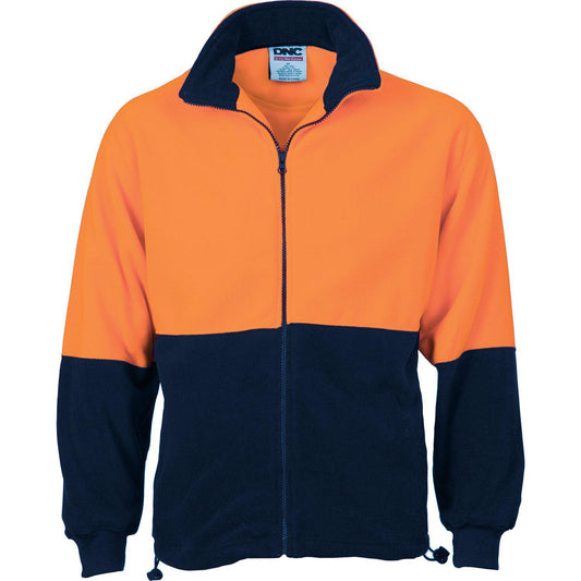 DNC HiVis 2-Tone Full Zip Polar Fleece Jacket - 3827-Queensland Workwear Supplies