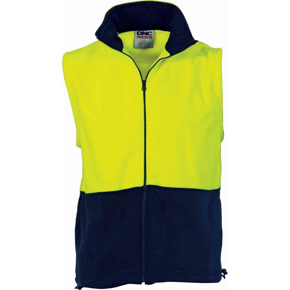 DNC HiVis 2-Tone Full Zip Polar Fleece Vest - 3828-Queensland Workwear Supplies