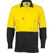 DNC HiVis 3-Way Cool-Breeze Long Sleeve Cotton Shirt - 3938-Queensland Workwear Supplies