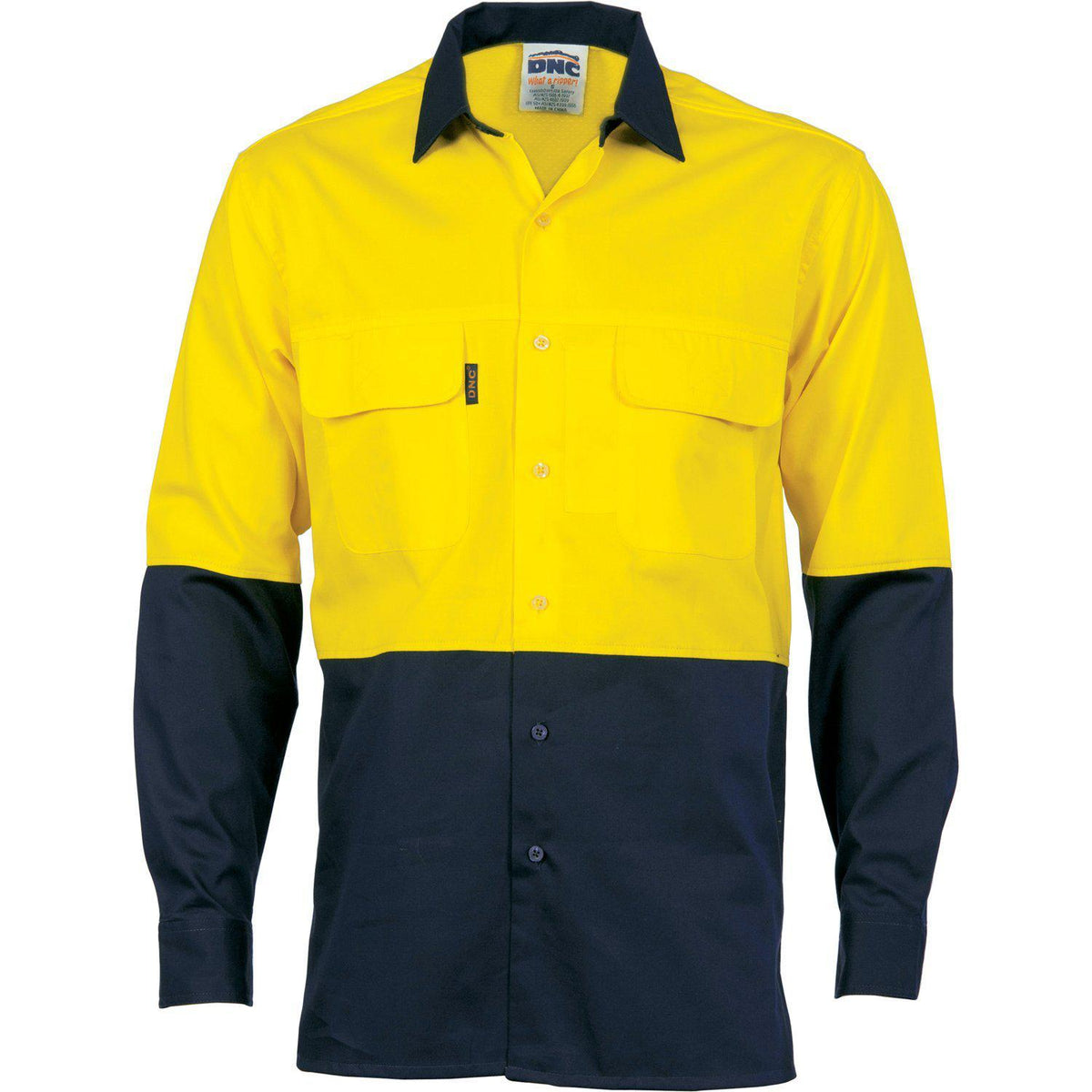 DNC HiVis 3-Way Cool-Breeze Long Sleeve Cotton Shirt - 3938-Queensland Workwear Supplies