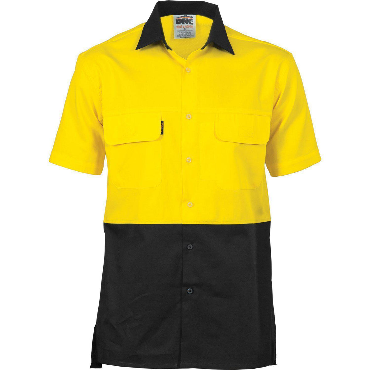 DNC HiVis 3-Way Cool-Breeze Short Sleeve Cotton Shirt - 3937-Queensland Workwear Supplies