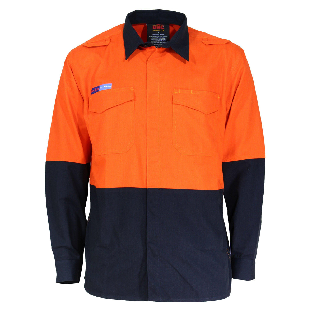 DNC HiVis Flame Retardant & Arc HRC1 2-Tone Lightweight Long Sleeve Shirt - 3441-Queensland Workwear Supplies