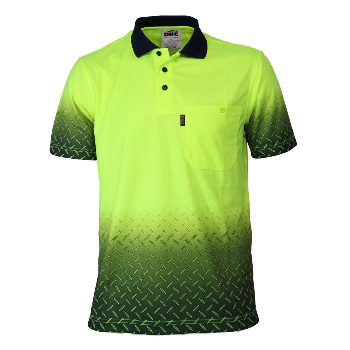 DNC HiVis Sublimated Diamond Plate Polo - 3552-Queensland Workwear Supplies