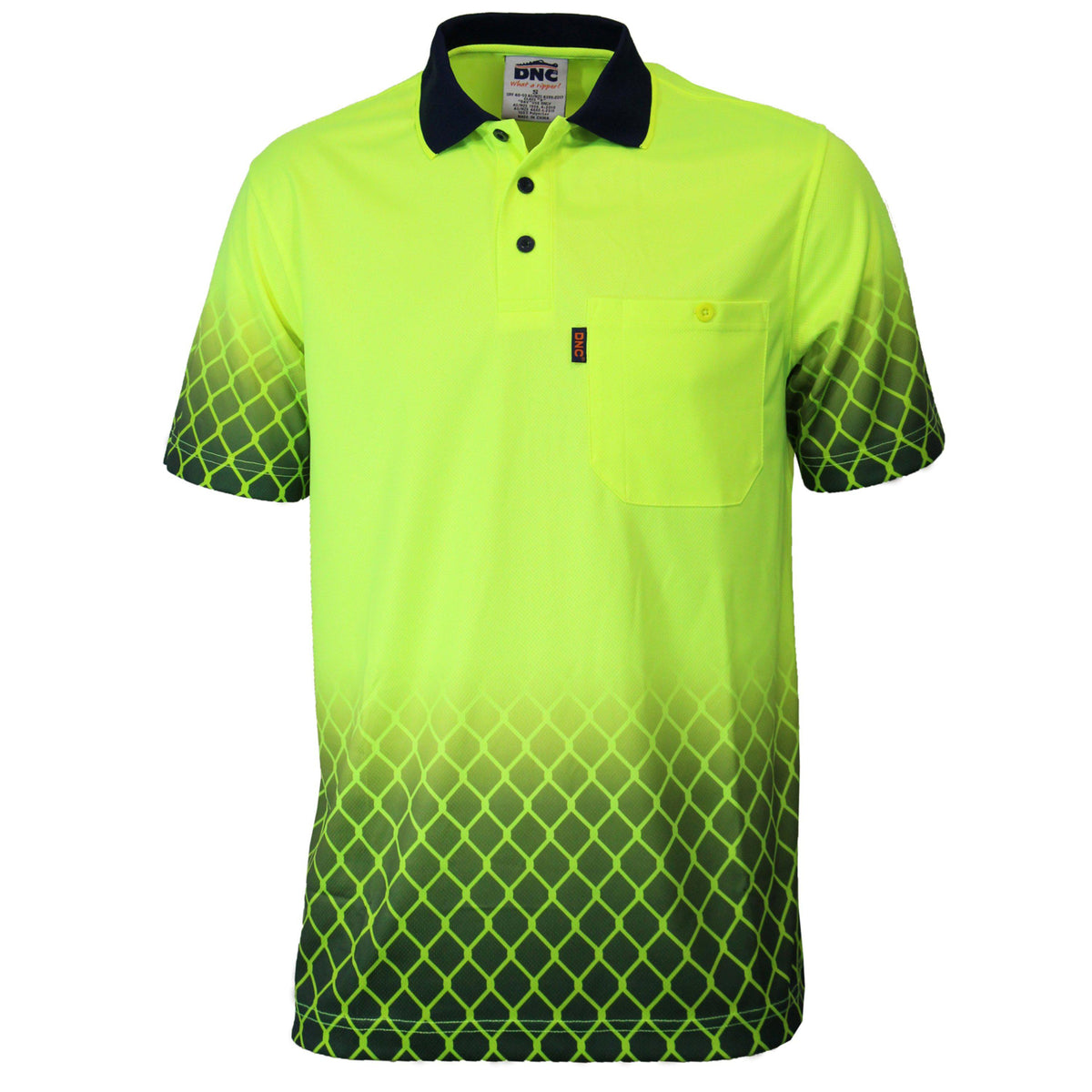 DNC HiVis Sublimated Metal Mesh Polo - 3551-Queensland Workwear Supplies