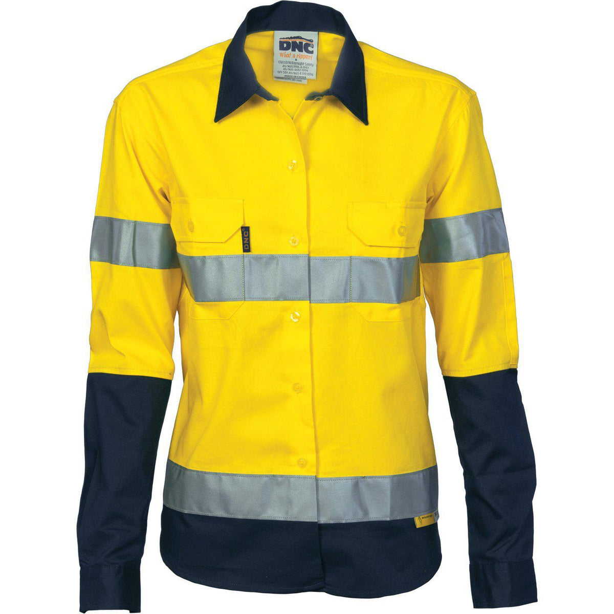 DNC Ladies Taped HiVis 2-Tone Long Sleeve Drill Shirt - 3936-Queensland Workwear Supplies