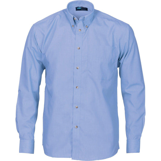 DNC Long Sleeve Polyester Cotton Chambray Business Shirt - 4122-Queensland Workwear Supplies