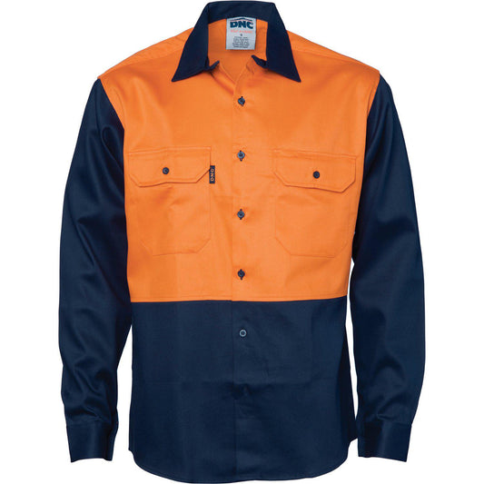 DNC Patron Saint Flame Retardant 2-Tone Long Sleeve Drill Shirt - 3406-Queensland Workwear Supplies