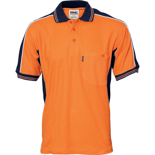 DNC Polyester Cotton Contrast Panel Short Sleeve Polo - 3895-Queensland Workwear Supplies