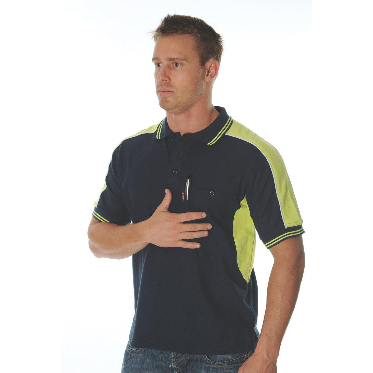 DNC Polyester Cotton Panel Short Sleeve Polo - 5214-Queensland Workwear Supplies