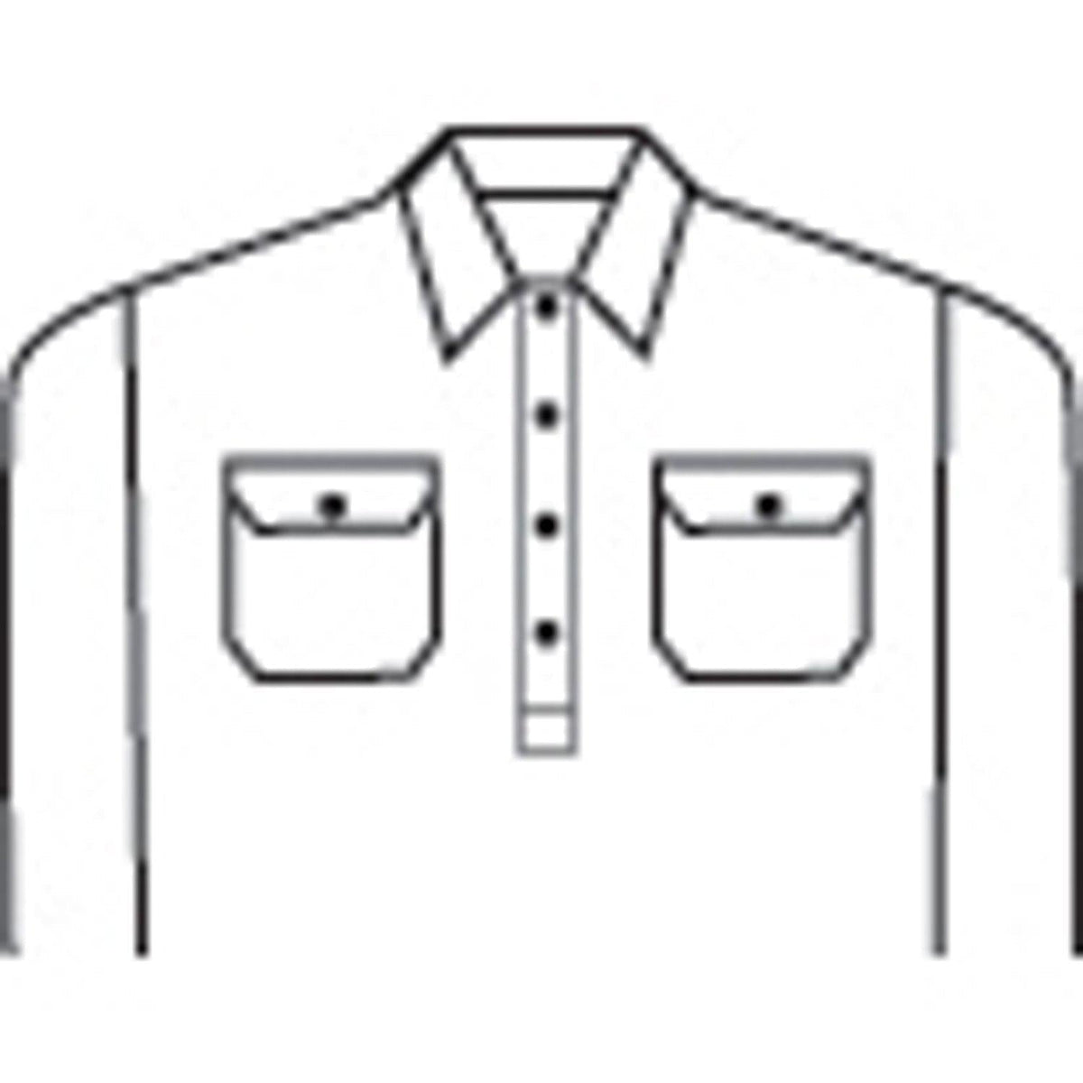 DNC Taped Closed Front Long Sleeve Cotton Drill Shirt - 3848-Queensland Workwear Supplies