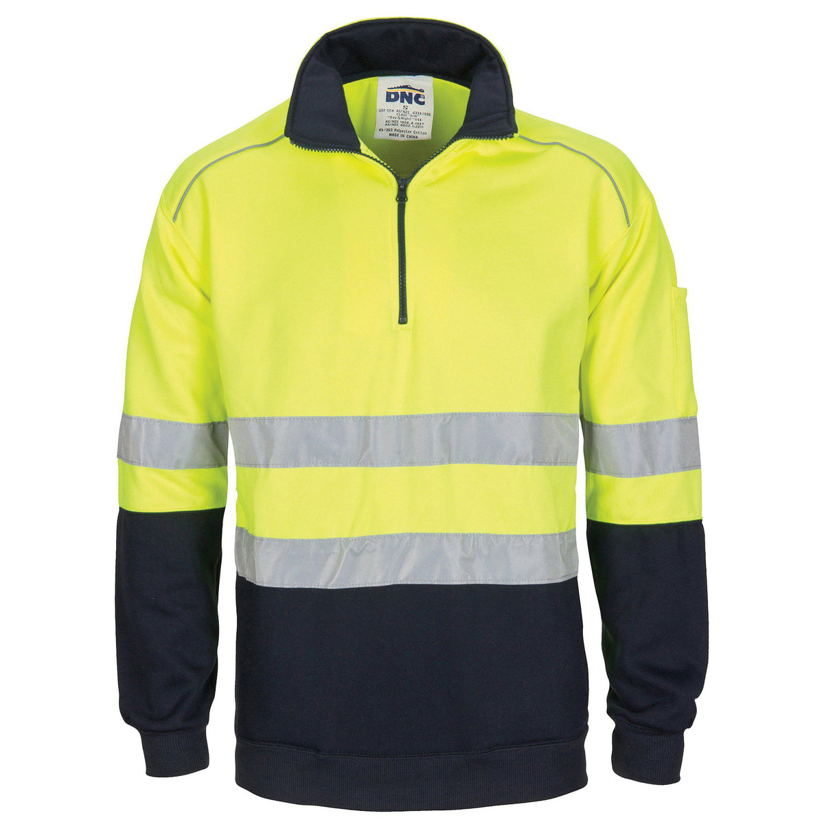 DNC Taped HiVis 2-Tone 1/2 Zip Fleecy - 3729-Queensland Workwear Supplies