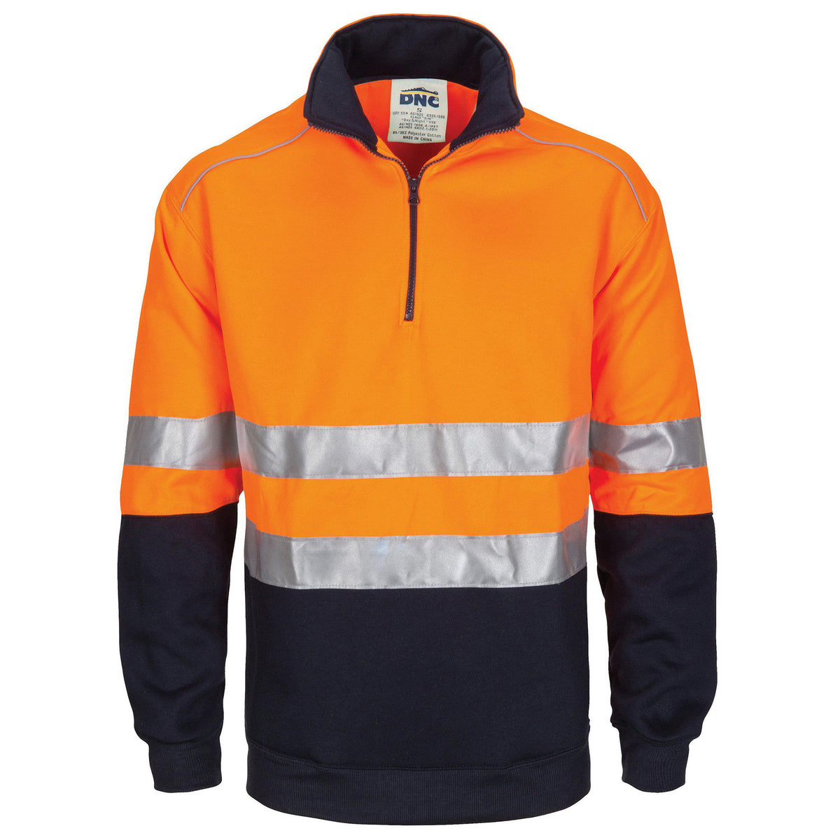 DNC Taped HiVis 2-Tone 1/2 Zip Fleecy - 3729-Queensland Workwear Supplies