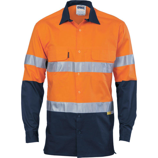 DNC Taped HiVis 2-Tone 3-Way Long Sleeve Shirt - 3948-Queensland Workwear Supplies
