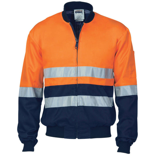 DNC Taped HiVis 2-Tone Cotton Bomber Jacket - 3758-Queensland Workwear Supplies