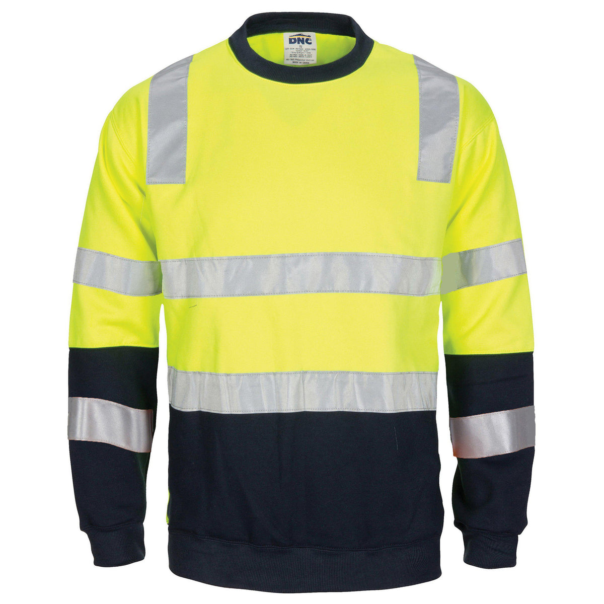 DNC Taped HiVis 2-Tone Crew-Neck Fleecy Sweater - 3723-Queensland Workwear Supplies
