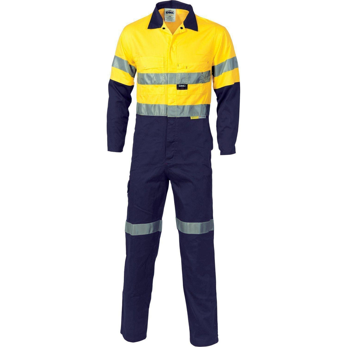 DNC Taped HiVis 2-Tone Light Weight Cotton Drill Overall - 3955-Queensland Workwear Supplies