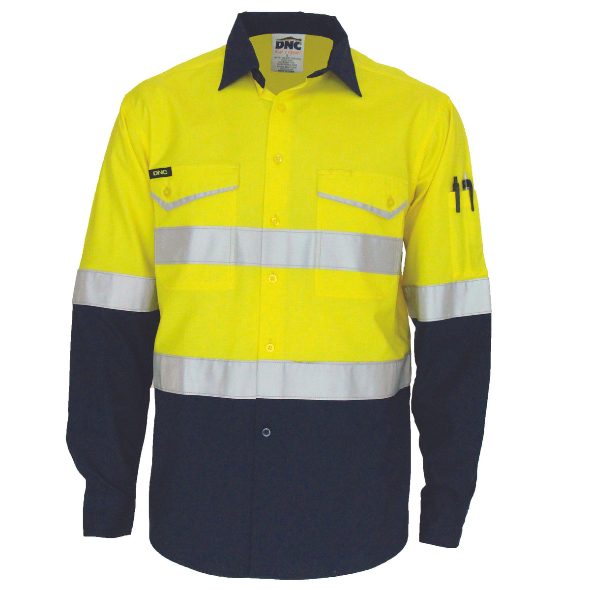 DNC Taped HiVis 2-Tone RipStop Long Sleeve Shirt - 3588-Queensland Workwear Supplies
