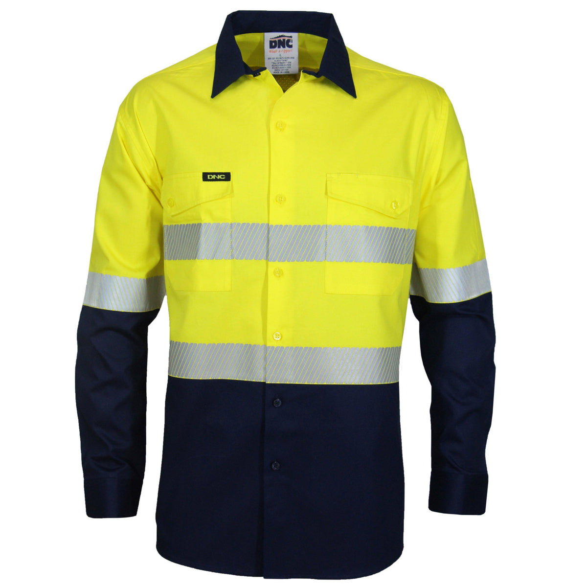 DNC Taped HiVis 2-Tone Segment Cool-Breeze Long Sleeve Light Weight Shirt - 3648-Queensland Workwear Supplies