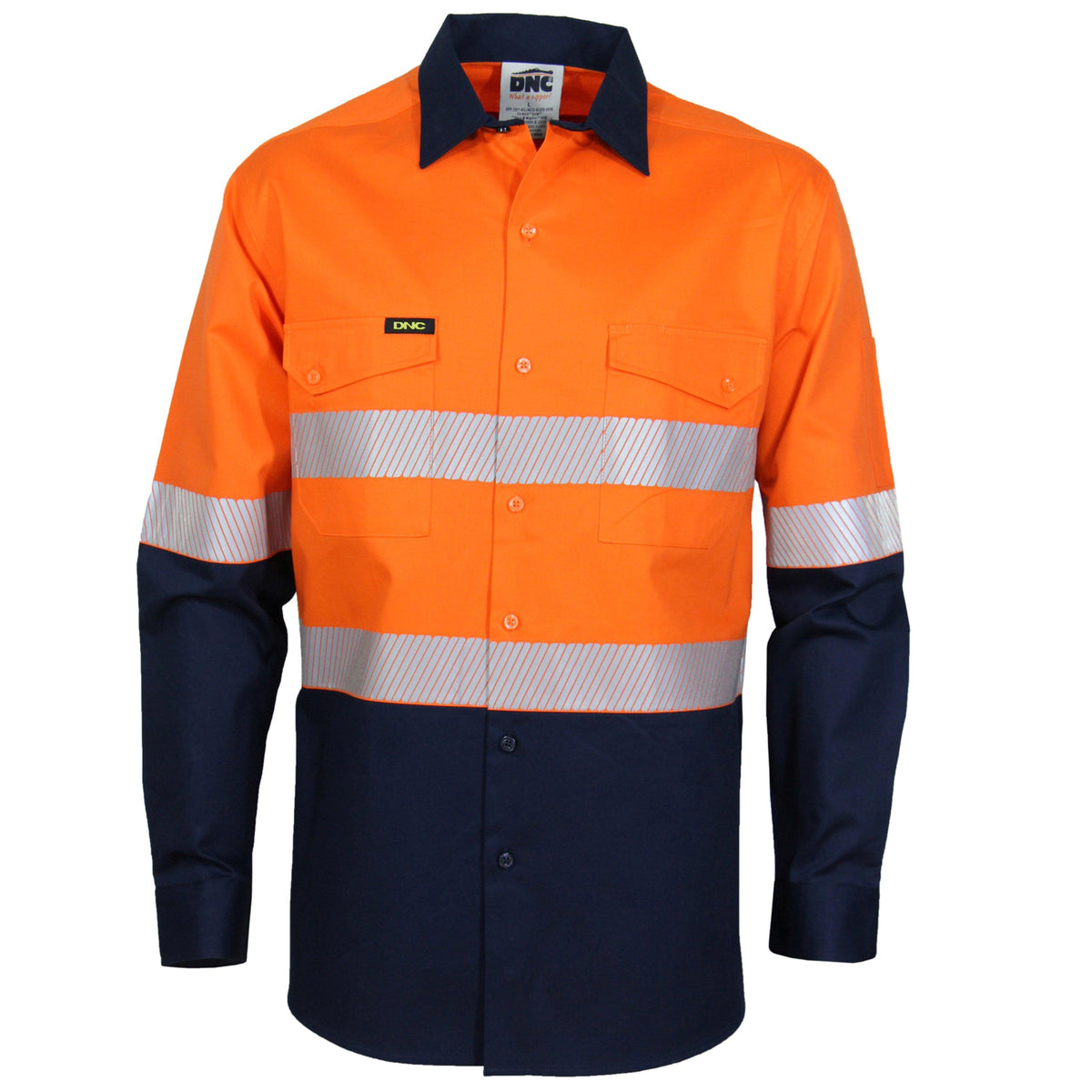 DNC Taped HiVis 2-Tone Segment Cool-Breeze Long Sleeve Light Weight Shirt - 3648-Queensland Workwear Supplies